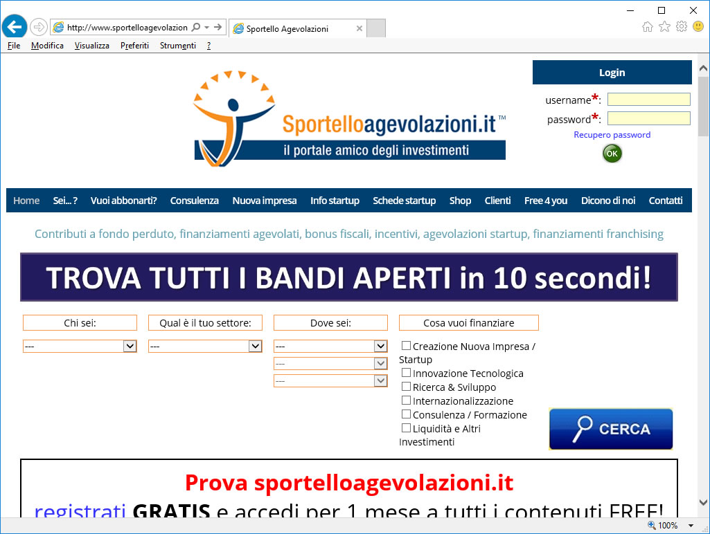 Sportello agevolazioni